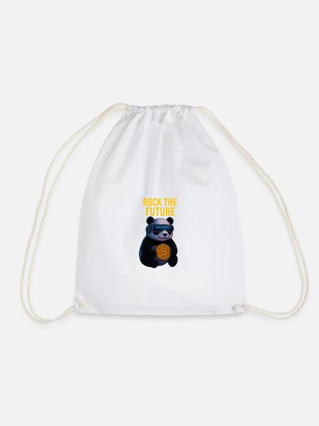 Rock the Future Panda Bitcoin - Drawstring Bag - white