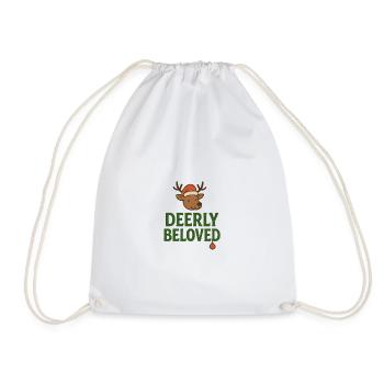 Deerly Beloved Santa Deer - Drawstring Bag - white - Front