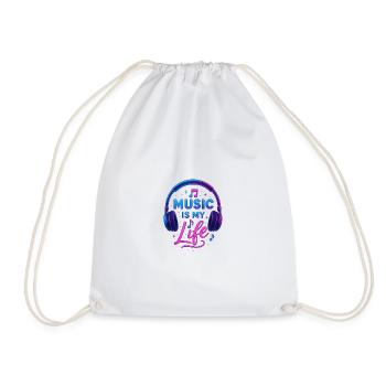 Music Is My Life Neon Headphones - Drawstring Bag - white - Front