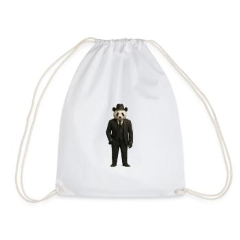 Panda in Elegant Costume - Drawstring Bag - white - Front