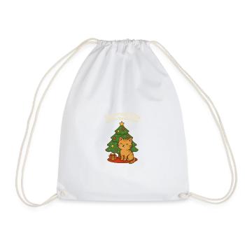 Purring greetings under the Christmas tree – cat - Drawstring Bag - white - Front