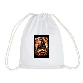 Love & Motorcycle: Ride Forever - Drawstring Bag - white - Front