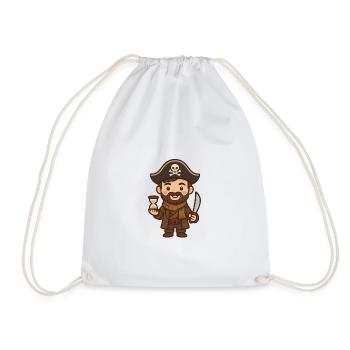 Pirate cartoon saber and hourglass - Drawstring Bag - white - Front