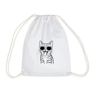 Cat Sunglasses Vibes - Drawstring Bag - white - Front