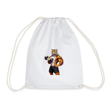 Muscle Tiger Gym Motivation Power Animal - Drawstring Bag - white - Front