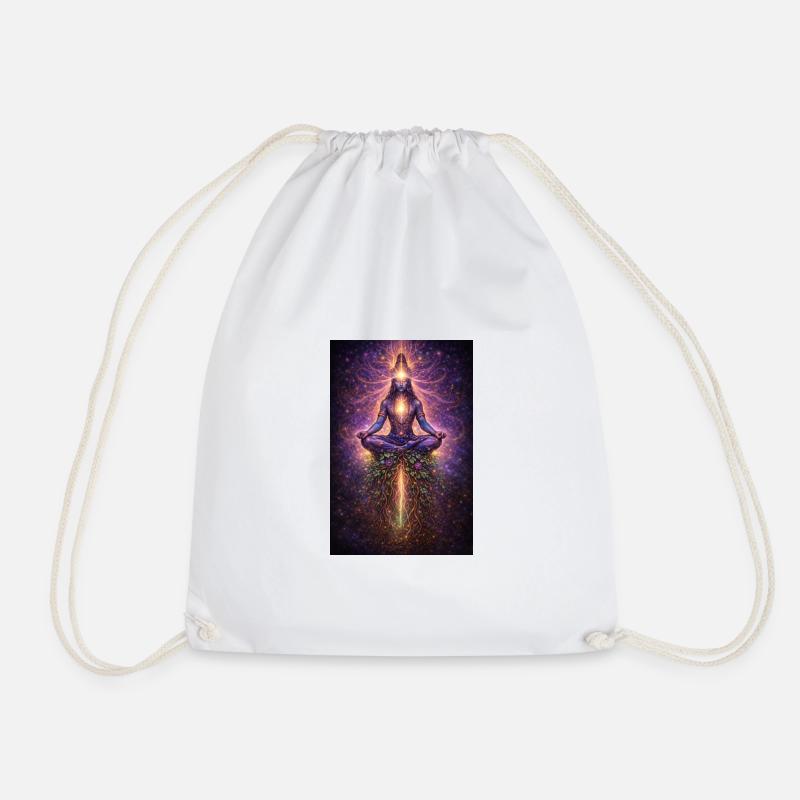 Cosmic Meditation Light Flow - Drawstring Bag - white