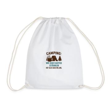 Coffee stronger than Wi-Fi Camping - Drawstring Bag - white - Front