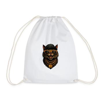 Katzen-MC Bling HipHop - Turnbeutel - Weiß - Vorne