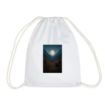 Lunar light on forest valley - Drawstring Bag - white - Front