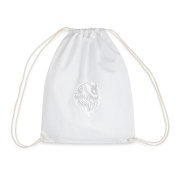 Roaring Lion – Monochrome Vector Art - Drawstring Bag - white - Front