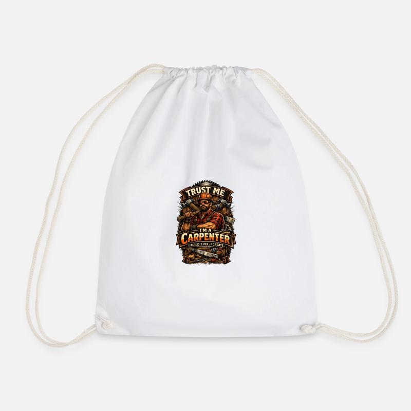 Trust Me I'm a Carpenter - Drawstring Bag - white