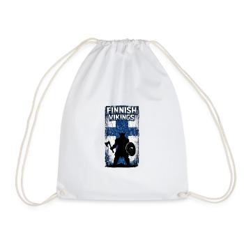 Finnish Vikings – Viking Warrior Finland Flag - Drawstring Bag - white - Front