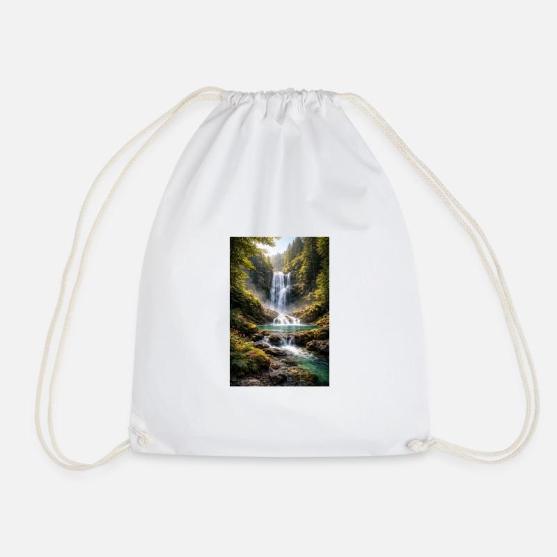 Grünflächen am Wasserfall - Turnbeutel - Weiß