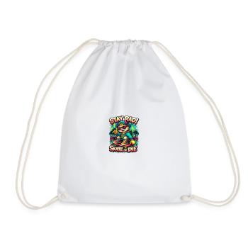 Stay Rad Skate Cat - Drawstring Bag - white - Front