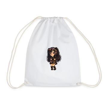 Steampunk chibi Luna with Purple Sparkle - Drawstring Bag - white - Front