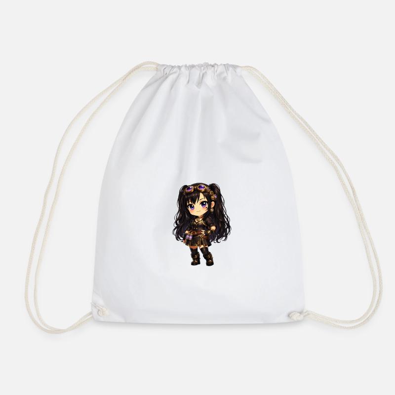 Chibi Steampunk-Mädchen Luna mit Lila Goggles - Turnbeutel - Weiß