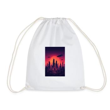 Red Sunset Skyline Future - Drawstring Bag - white - Front