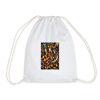 Cubist Musical Color Collage - Drawstring Bag - white - Front