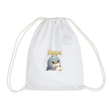 Hope cuddles: Whale and chick - Drawstring Bag - white - Front