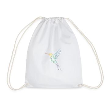 Geometric Rainbow Hummingbird - Drawstring Bag - white - Front