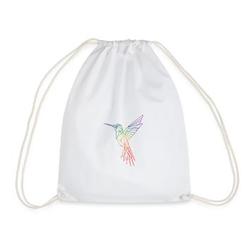 Rainbow Origami Hummingbird - Drawstring Bag - white - Front