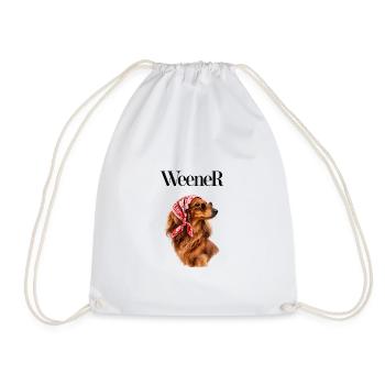 Bandana Hund mit Sonnenbrille, Dackel, Weener - Turnbeutel - Weiß - Vorne