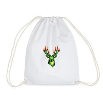 grüner Weihnachtshirsch mit Kerzen . KI generiert - Turnbeutel - Weiß - Vorne