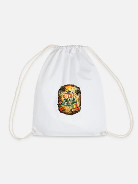 Life is better on the beach - Drawstring Bag - white