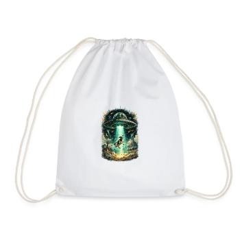 UFO Abduction: Hound in Beam - Drawstring Bag - white - Front