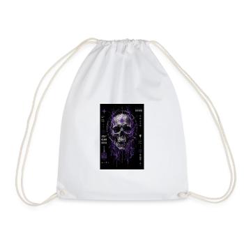 Purple Cosmic Skull Glyphs - Drawstring Bag - white - Front