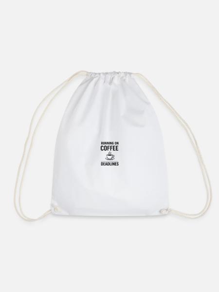 Running On Coffee And Deadlines - Drawstring Bag - white