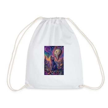 Cosmic Cat and Melting Clocks - Drawstring Bag - white - Front