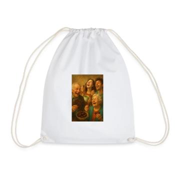 Joyful family eating chocolate - Drawstring Bag - white - Front