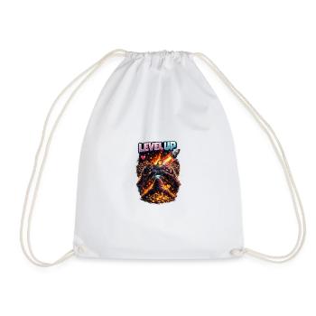 Level Up: Fire, Coins & Controllers - Drawstring Bag - white - Front