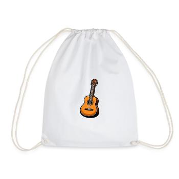 Orange Classical Guitar on Black - Drawstring Bag - white - Front