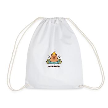 Chill Level Maximum Onsen Capybara Kawaii - Drawstring Bag - white - Front