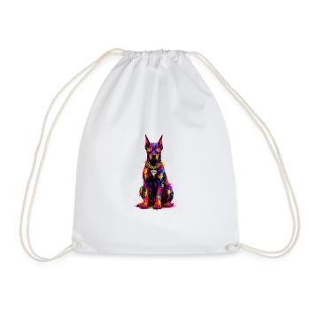 Bunter Neonhund mit Diamant - Turnbeutel - Weiß - Vorne