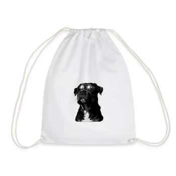 City view dog with sunglasses - Drawstring Bag - white - Front