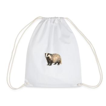 Watercolor Badger Illustration - Drawstring Bag - white - Front