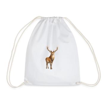 Forest Deer Watercolor Painting - Drawstring Bag - white - Front