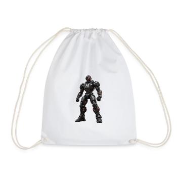 AI-Modified Mech Warrior - Drawstring Bag - white - Front