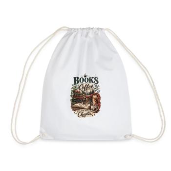 Books and Coffee - Drawstring Bag - white - Front