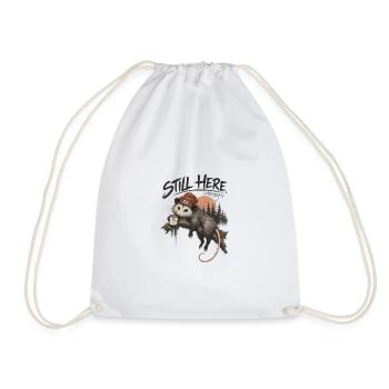 Still Here Opossum - Drawstring Bag - white - Front