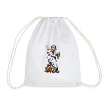 Captain Raucher at the helm - Drawstring Bag - white - Front