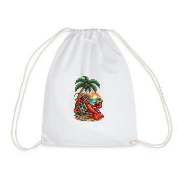Hawaiian lobster on the beach - Drawstring Bag - white - Front