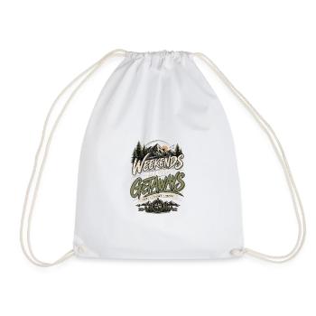 Weekends Are for Getaways – Outdoor Adventure - Drawstring Bag - white - Front