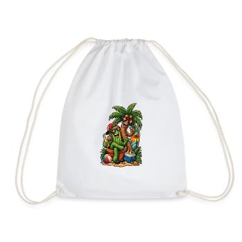 Cactus & Palm Tree: Summer Surfer Party - Drawstring Bag - white - Front