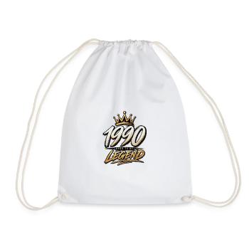 1990 Born: Legend with crown - Drawstring Bag - white - Front
