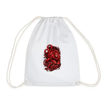 Leo Red Lion Zodiac Crown - Drawstring Bag - white - Front