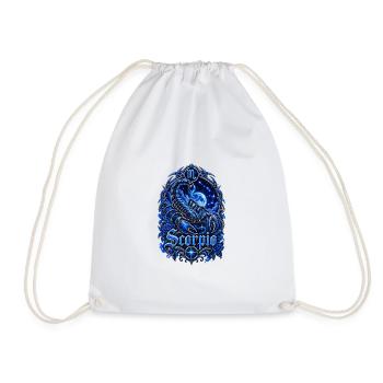 Blue Scorpio Zodiac Crest - Drawstring Bag - white - Front